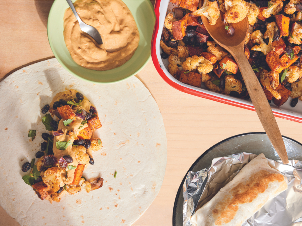 Roasted Cauliflower and Black Bean Burrito